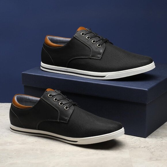 Bruno Marc Men Black Sneakers Canvas Synthetic Lace Up Comfortable Casual Shoes - Picture 6 of 10